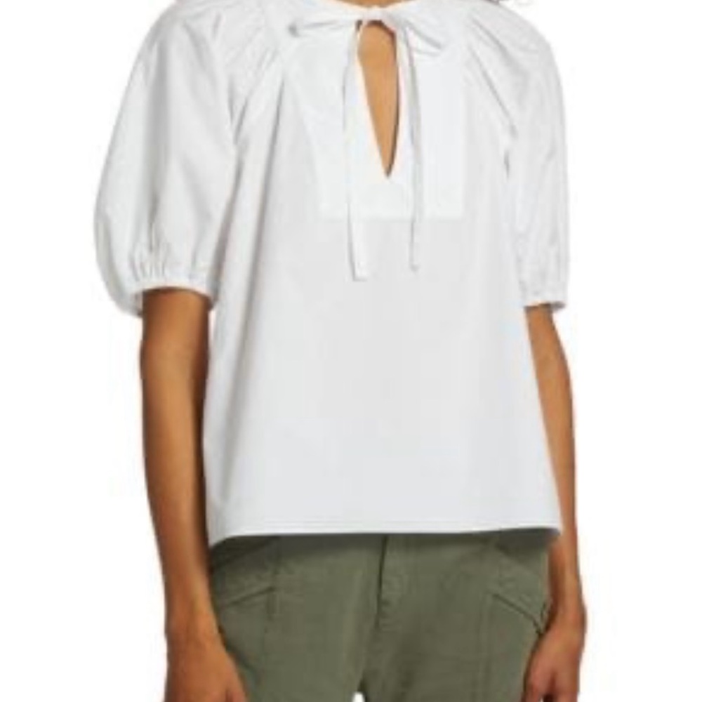 Peasant Style Tie Front Blouse - Picture 2 of 9